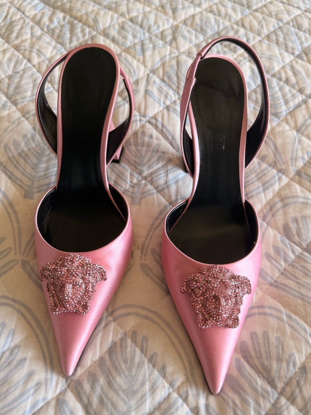 VERSACE Crystal La Medusa Slingback heels